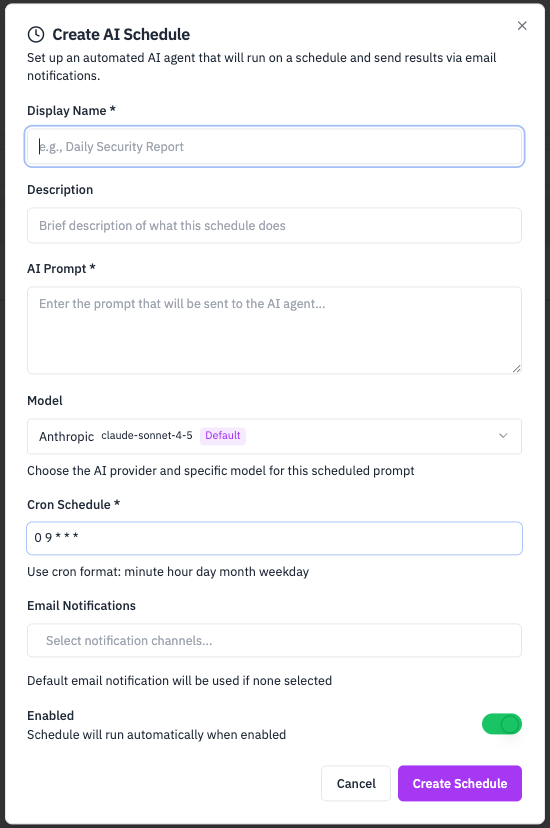 Scheduled Prompts Setup